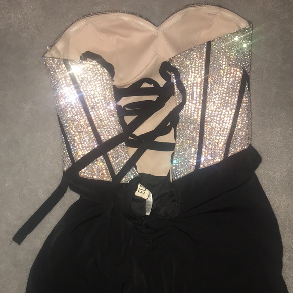 Eleni Elias prom black dress with crystal corset. - Picture 3 of 3